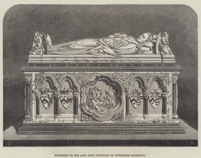 Monument voor de overleden Lord Lyttelton in Worcester Cathedral door Thomas Harrington Wilson