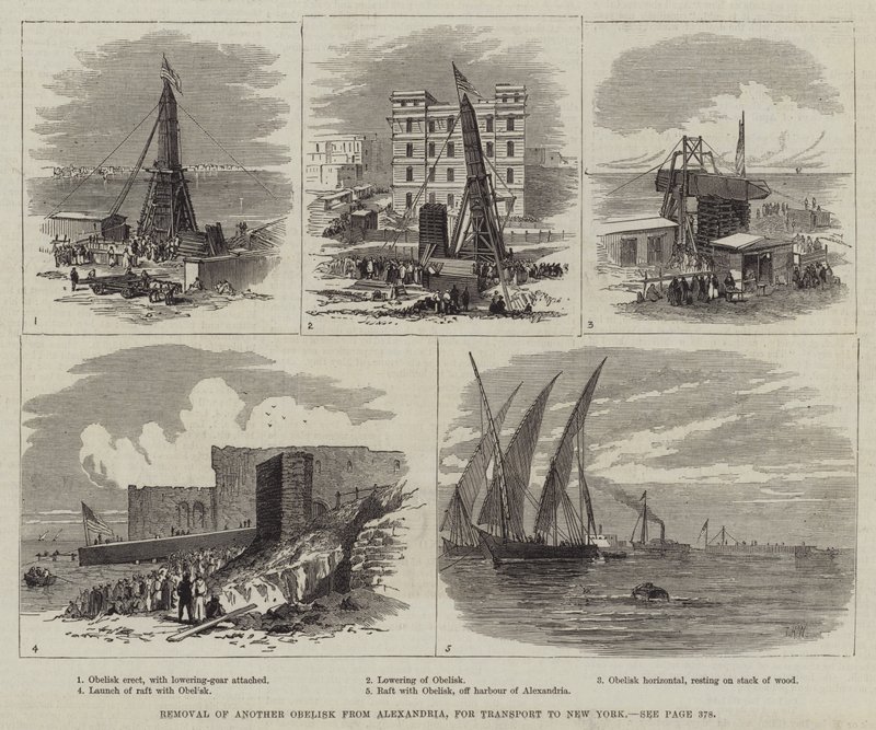 Verwijdering van een andere obelisk uit Alexandrië, voor transport naar New York door Thomas Harrington Wilson