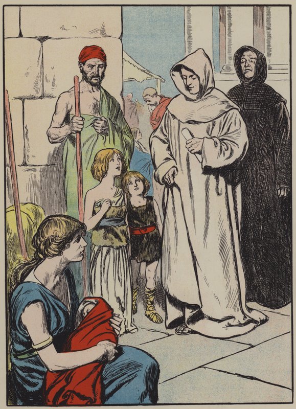 De Engelse gevangenen in Rome (kleurenlitho) door Thomas Heath Robinson