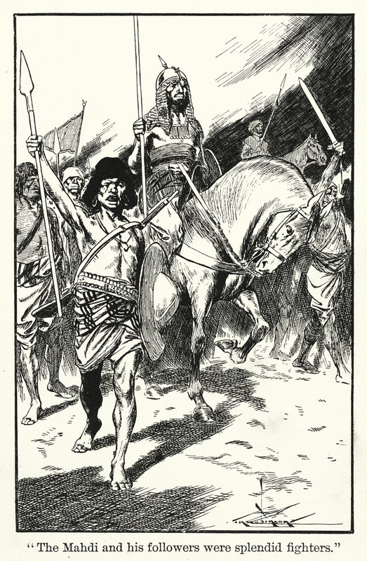 "De Mahdi en zijn volgelingen waren geweldige vechters" (litho) door Thomas Heath Robinson