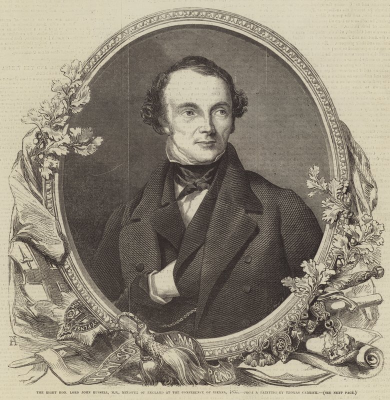 De Hoogedelachtbare Lord John Russell, MP, Minister van Engeland op de Conferentie van Wenen, 1855 door Thomas Heathfield Carrick