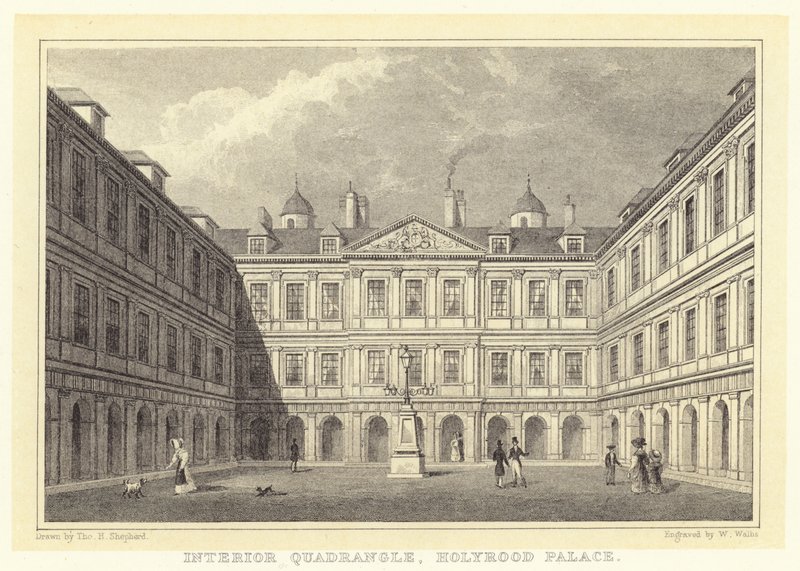 Binnenplaats, Holyrood Palace door Thomas Hosmer (after) Shepherd