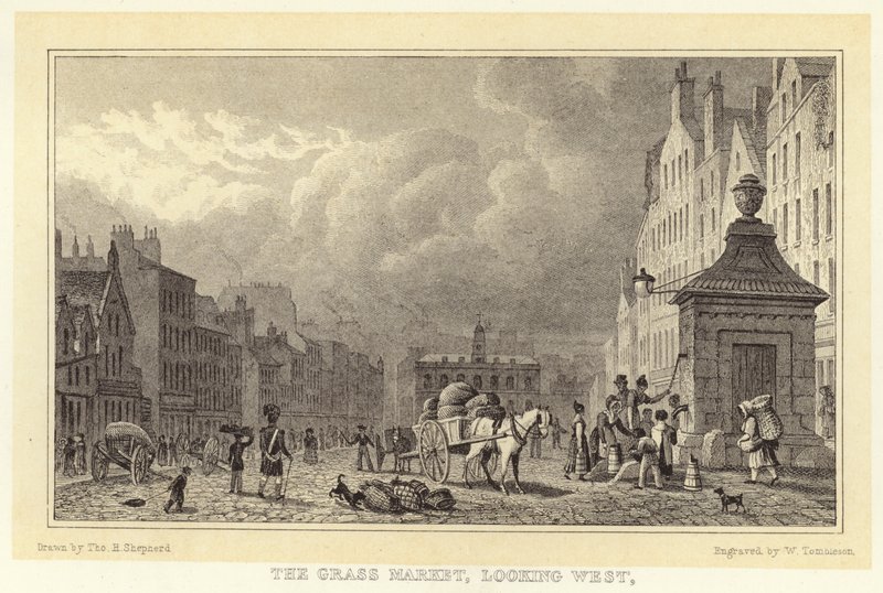 De Grass Market, kijkend naar het westen door Thomas Hosmer (after) Shepherd