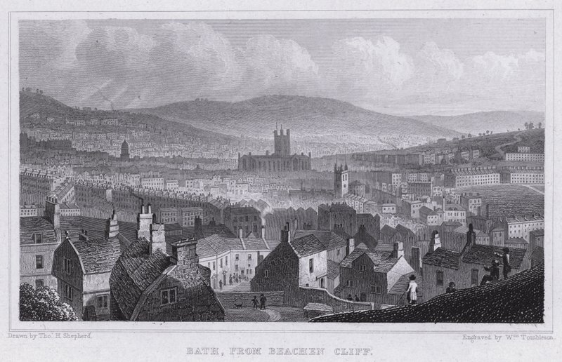 Bath, vanaf Beachen Cliff door Thomas Hosmer Shepherd