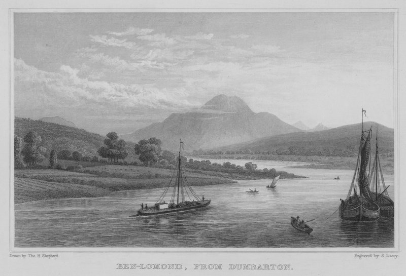 Ben-Lomond, vanaf Dumbarton (gravure) door Thomas Hosmer Shepherd