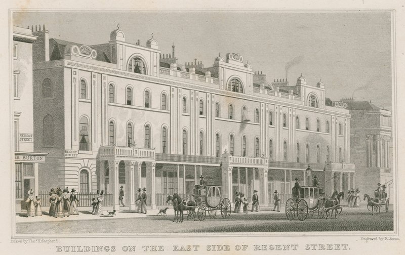 Gebouwen aan de oostkant van Regent Street, Londen door Thomas Hosmer Shepherd