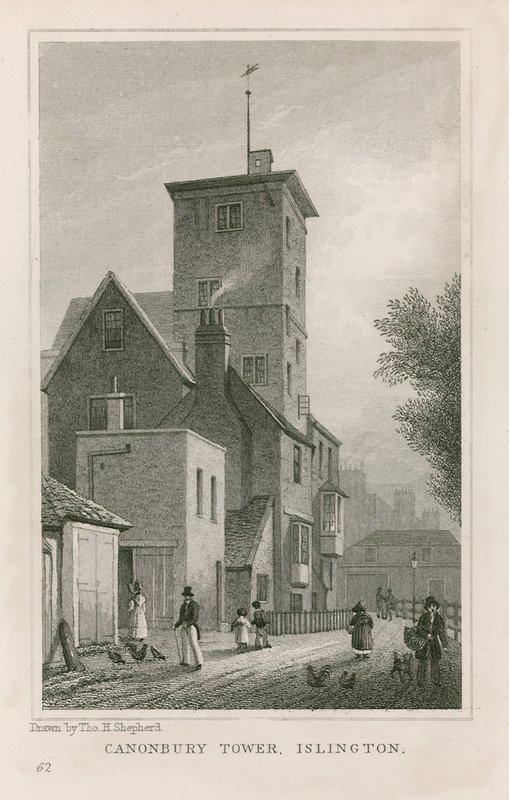 Canonbury House en Toren door Thomas Hosmer Shepherd