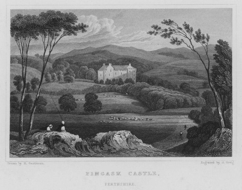Fingask Kasteel, Perthshire door Thomas Hosmer Shepherd
