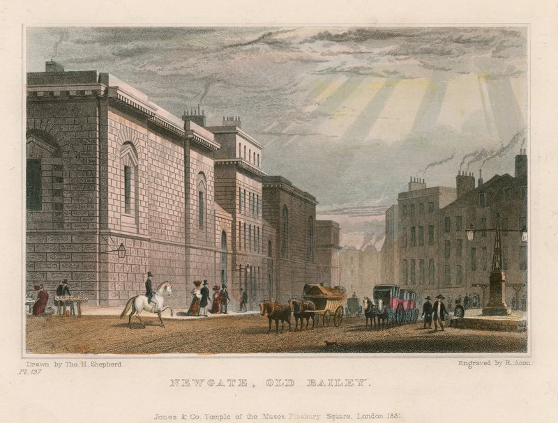 Algemeen overzicht van de Old Bailey door Thomas Hosmer Shepherd