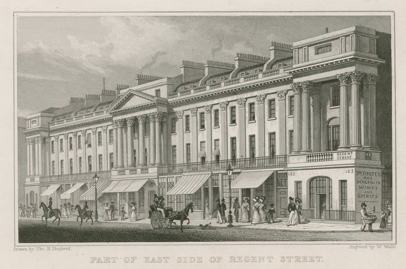 Een deel van de oostkant van Regent Street, Londen door Thomas Hosmer Shepherd