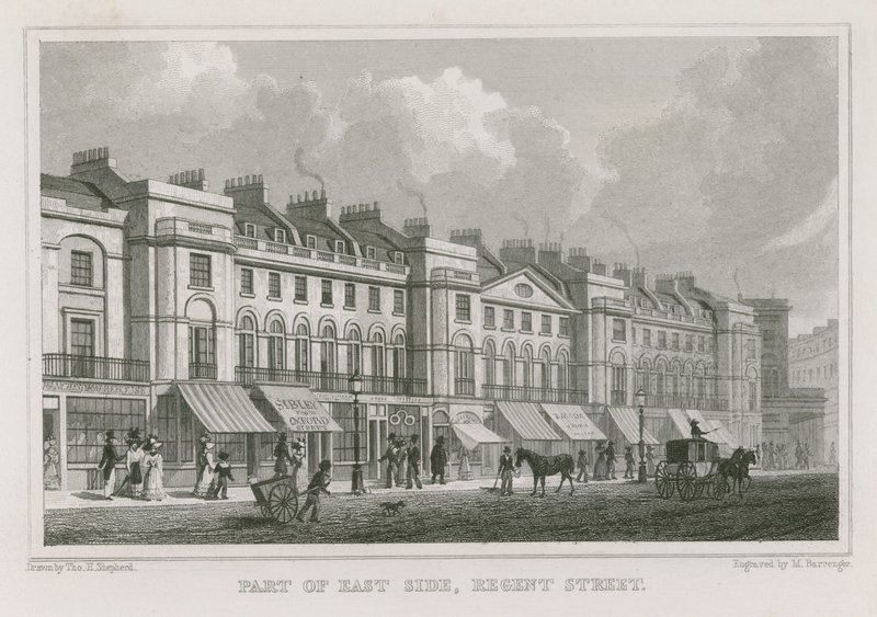 Deel van de oostzijde van Regent Street, Londen door Thomas Hosmer Shepherd
