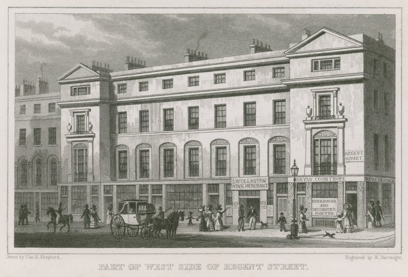 Deel van de westkant van Regent Street, Londen door Thomas Hosmer Shepherd