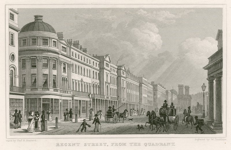 Regent Street, Londen, vanaf de Quadrant door Thomas Hosmer Shepherd