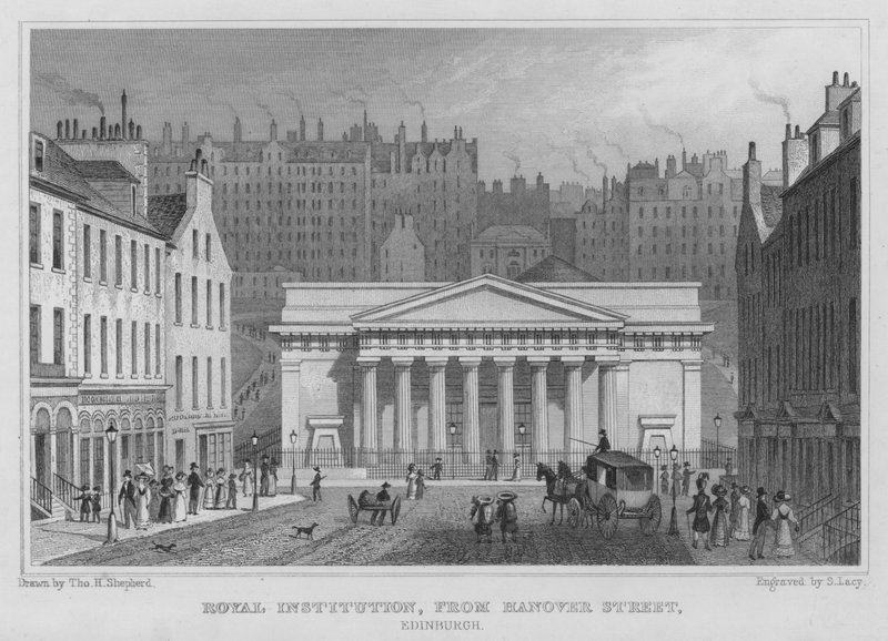 Royal Institution, vanaf Hanover Street, Edinburgh door Thomas Hosmer Shepherd