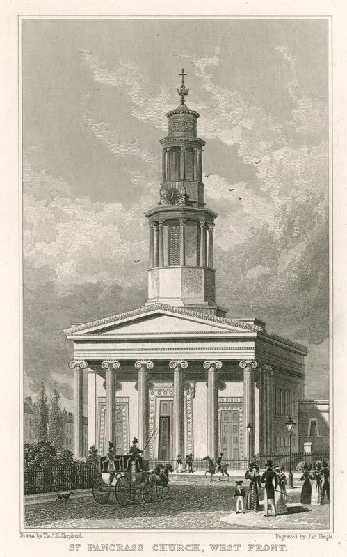 St Pancras Kerk, westelijke gevel door Thomas Hosmer Shepherd