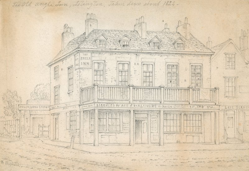 The Angel Inn, Islington door Thomas Hosmer Shepherd