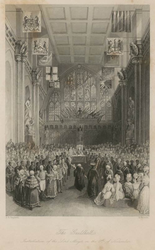 De Guildhall: Installatie van de Lord Mayor op 8 november door Thomas Hosmer Shepherd