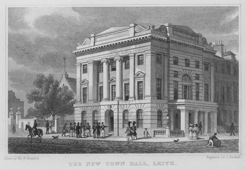Het nieuwe stadhuis, Leith (gravure) door Thomas Hosmer Shepherd