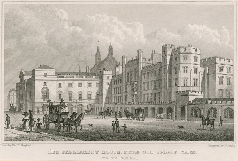 Het Parlementshuis vanaf de Old Palace Yard, Westminster, Londen door Thomas Hosmer Shepherd