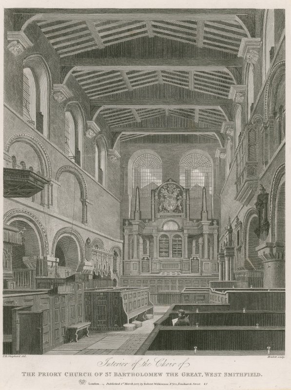 De Priorijkerk van St Bartholomew the Great, West Smithfield door Thomas Hosmer Shepherd
