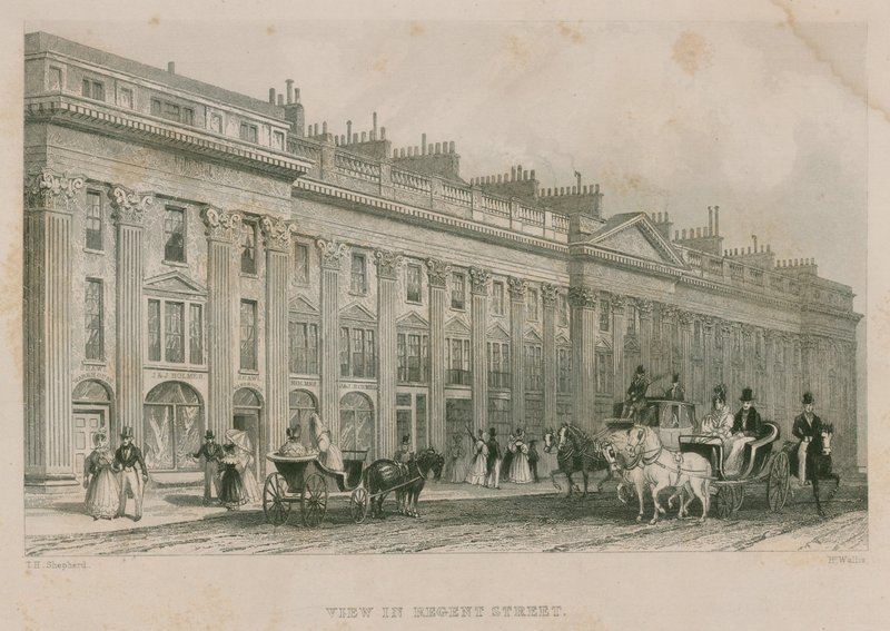 Uitzicht op Regent Street, Londen, westzijde door Thomas Hosmer Shepherd