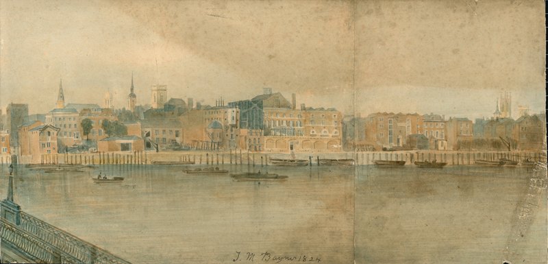 Panorama van de rivier de Theems, noordzijde, in 13 delen door Thomas Mann Baynes