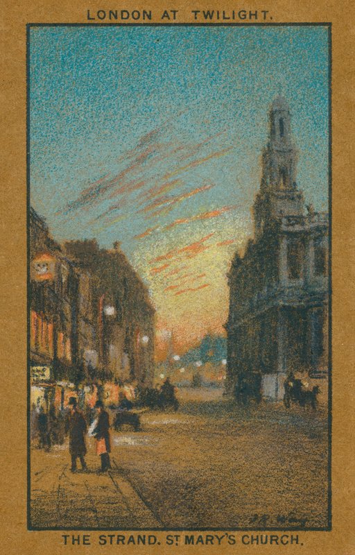 Londen bij schemering: The Strand, St Mary