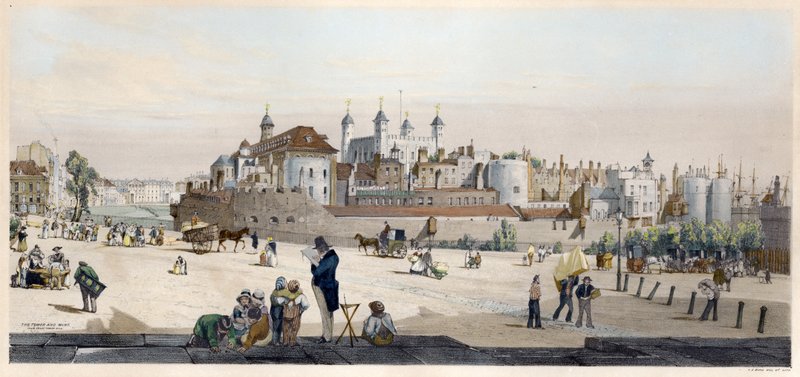 Tower of London en Munt van Great Tower Hill door Thomas Shotter Boys