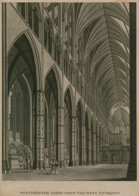 Westminster Abbey, Londen, vanaf de westelijke ingang door Thomas Snr. Malton