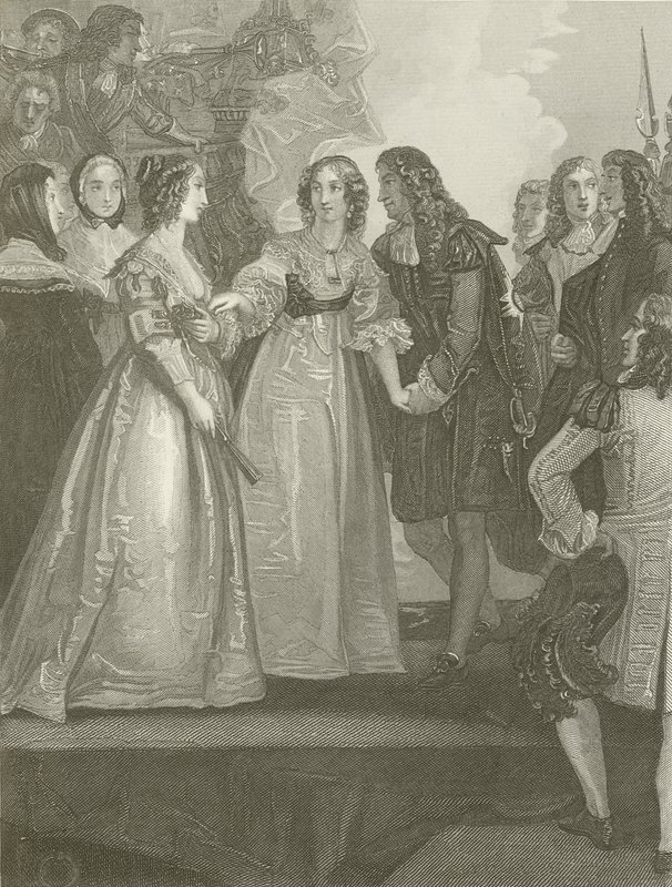 Karel II ontvangt de hertogin van Orléans in Dover door Thomas Stothard