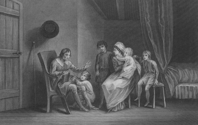 Christen uit zijn angsten aan zijn familie door Thomas Stothard