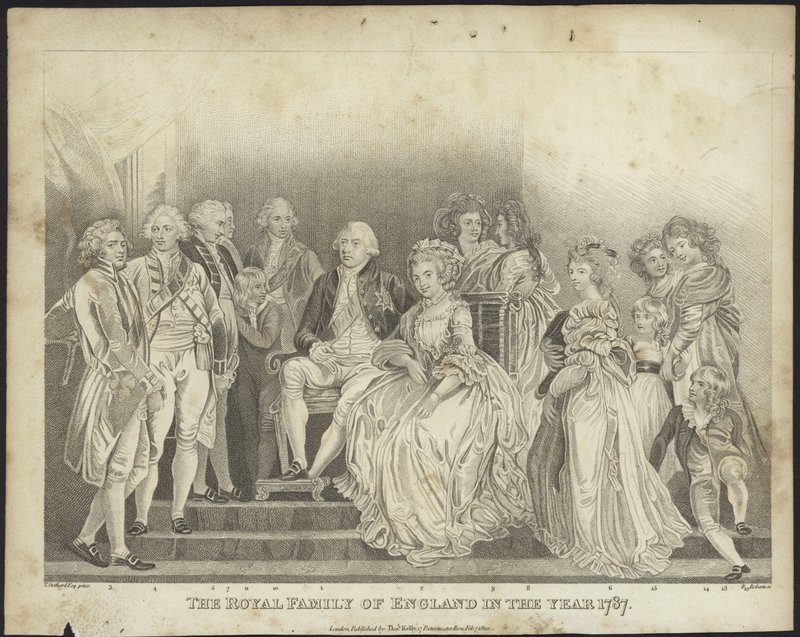 De koninklijke familie van Engeland in het jaar 1787 door Thomas Stothard