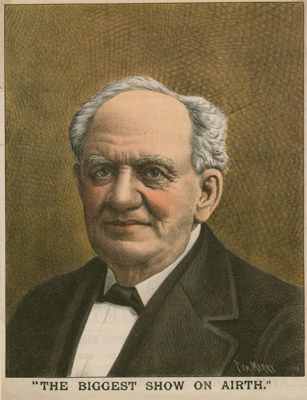Portret van P T Barnum, The Biggest Show on Earth door Tom Merry