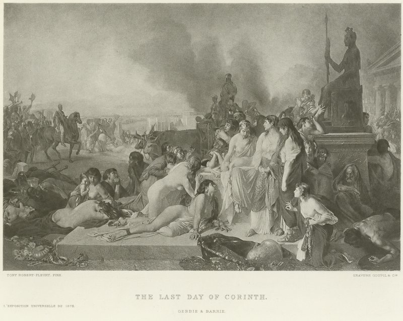 De laatste dag van Korinthe (gravure) door Tony Robert Fleury