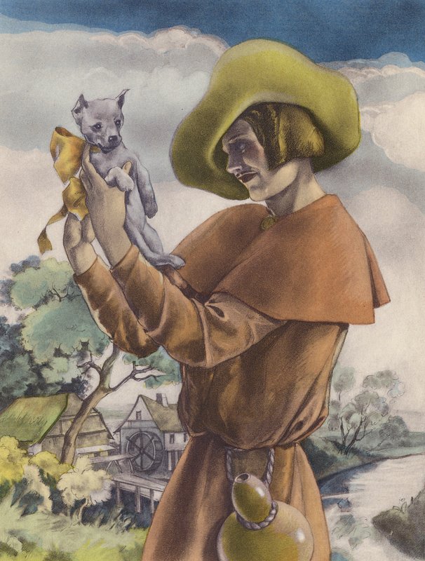 Brunelleschi illustratie voor Contes et Nouvelles de La Fontaine (kleurenlitho) door Umberto (after) Brunelleschi