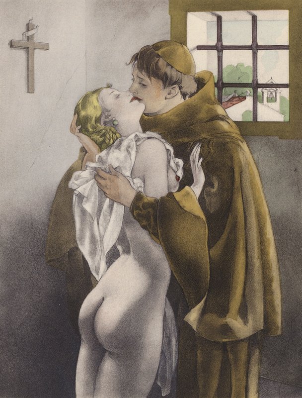 Brunelleschi illustratie voor Contes et Nouvelles de La Fontaine (kleurenlitho) door Umberto (after) Brunelleschi