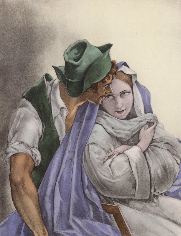 Brunelleschi illustratie voor Contes et Nouvelles de La Fontaine (kleurenlitho) door Umberto (after) Brunelleschi