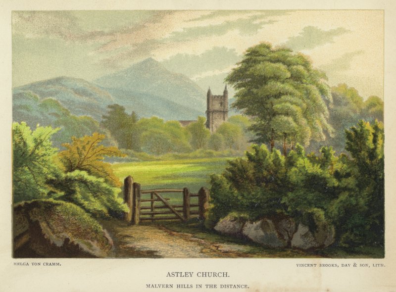 Astley Kerk, Malvern Hills in de verte door Unbekannt Unbekannt