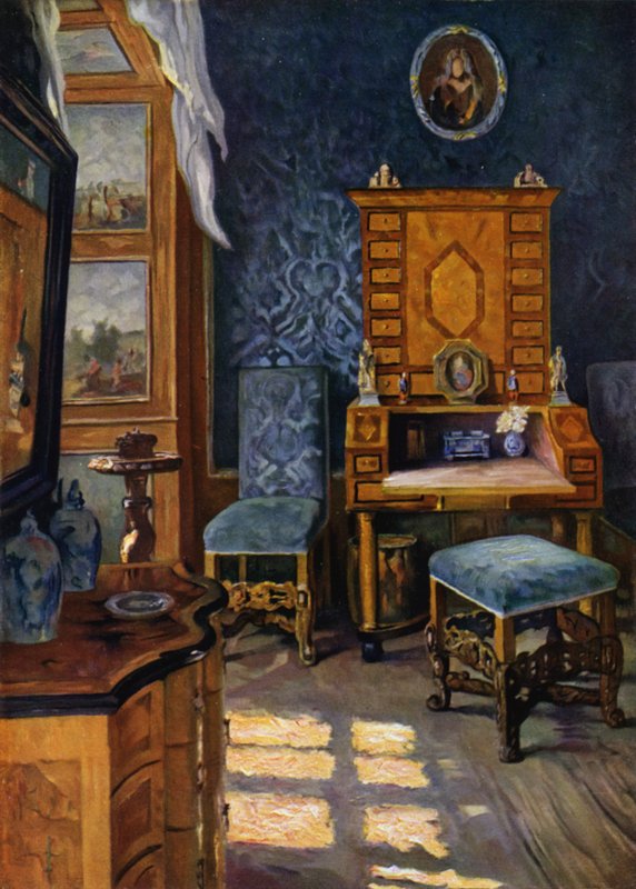 Blauwe salon in kasteel Weikersheim, Württemberg, barokdecoratie, ca. 1680-1700 door Unbekannt Unbekannt