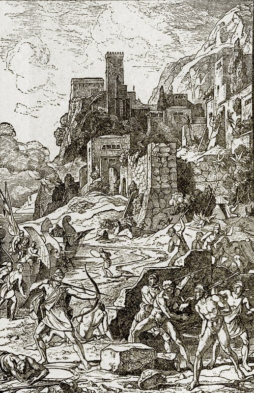 Vikingen vallen de Kelten aan, illustratie uit Het Verhaal van de Mens door J.W. Buel door Unknown