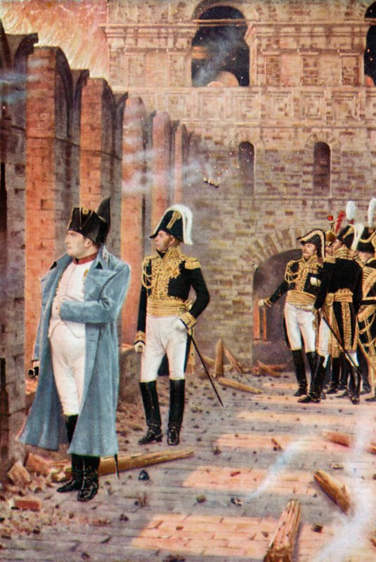 Napoleon te midden van de brandende ruïnes van Moskou door Vasili Vasilievich Vereshchagin