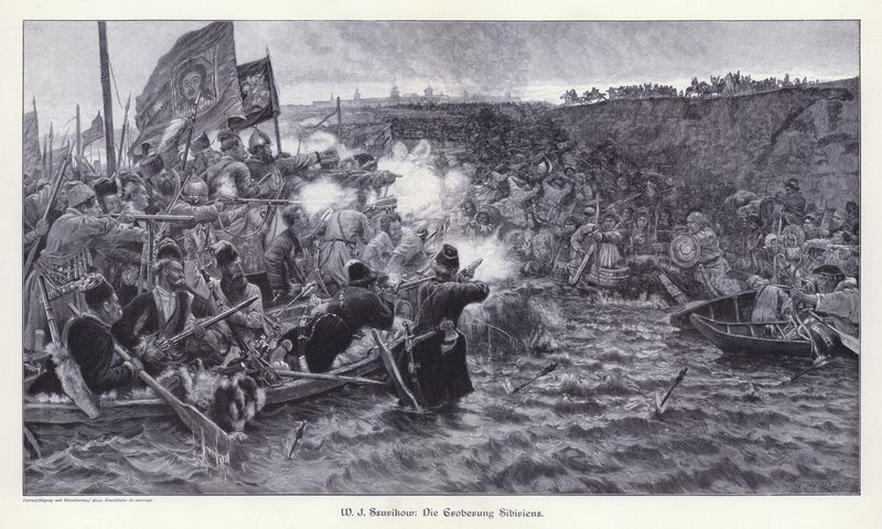 De Verovering van Siberië door Yermak Timofeyevich door Vasilij Ivanovic Surikov