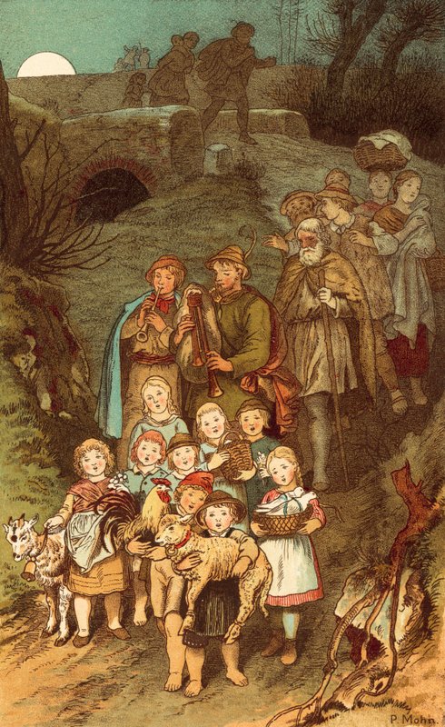 Herders op weg naar Bethlehem door Victor Paul Mohn