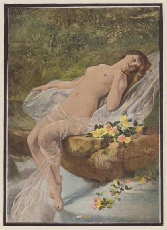 Vrouw met bloemen door Vlaho Bukovac