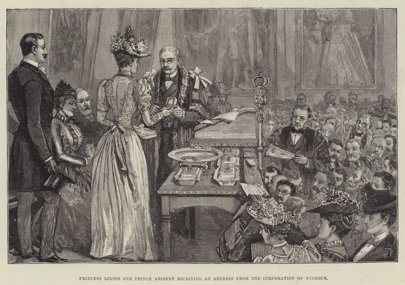 Prinses Louise en Prins Aribert ontvangen een Adres van de Corporatie van Windsor door Walter Paget