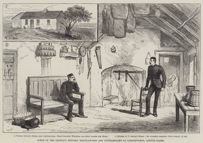 Scène van het Conflict tussen Moonlighters en Politie in Lisdoonvarna, County Clare door Walter Paget
