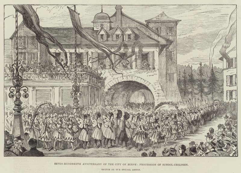 Zevenhonderdste verjaardag van de stad Bern, optocht van schoolkinderen door Walter Paget