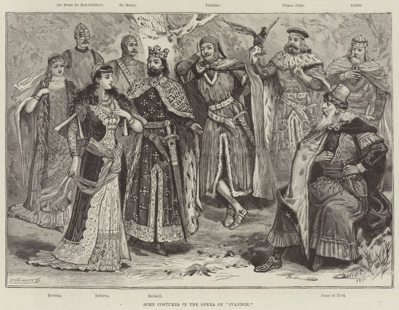 Enkele kostuums in de opera van Ivanhoe door Walter Paget