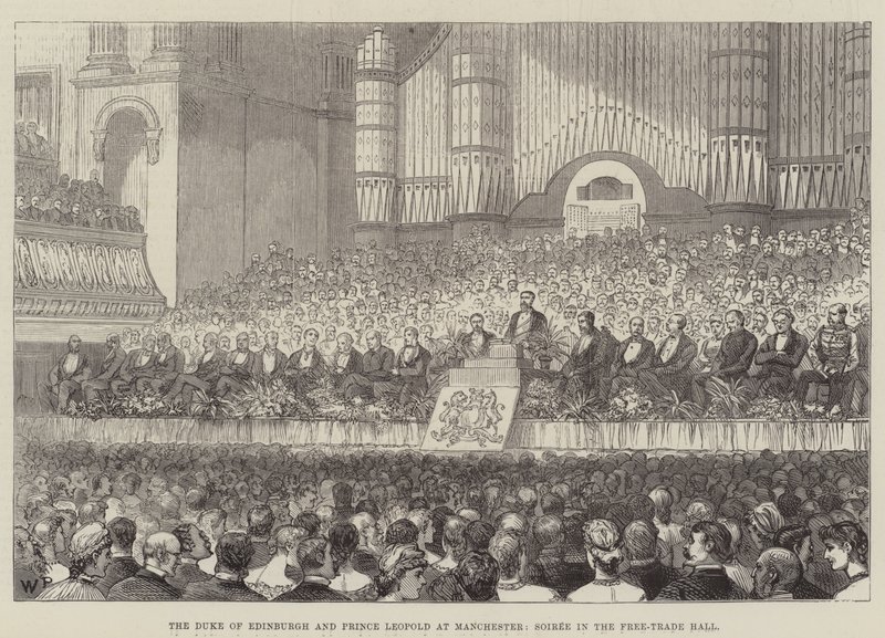 De Hertog van Edinburgh en Prins Leopold in Manchester, Soiree in de Vrijhandelshal door Walter Paget