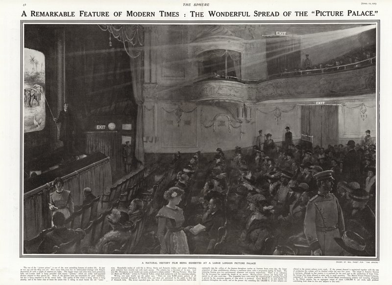 Een natuurhistorische film wordt vertoond in een Londens bioscoop, 1913 door Walter Stanley Paget